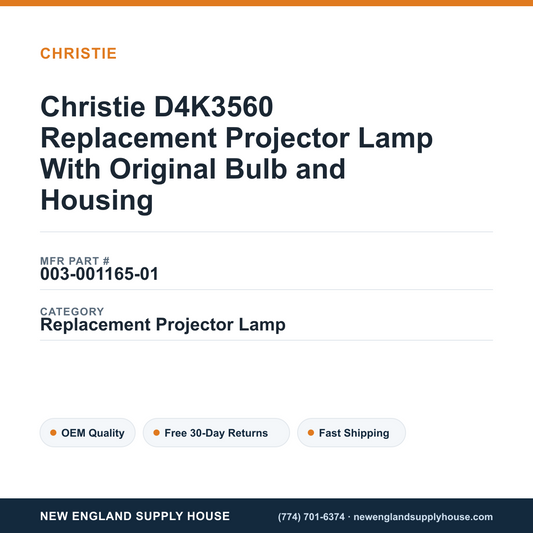 Christie D4K3560 Replacement Projector Lamp With Original Bulb and Housing — New England Supply House spec card [NESH-SPEC-CARD-V2]
