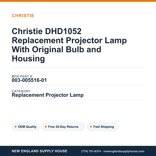 Christie DHD1052 Replacement Projector Lamp With Original Bulb and Housing — New England Supply House spec card [NESH-SPEC-CARD-V2]