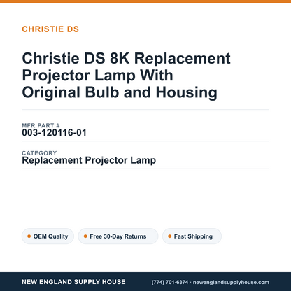 Christie DS 8K Replacement Projector Lamp With Original Bulb and Housing — New England Supply House spec card [NESH-SPEC-CARD-V2]