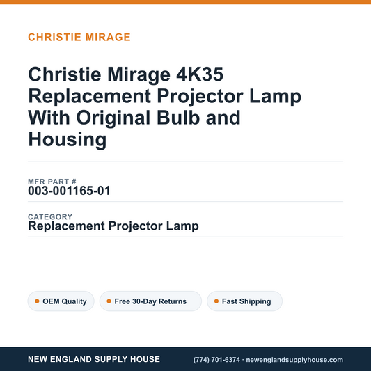 Christie Mirage 4K35 Replacement Projector Lamp With Original Bulb and Housing — New England Supply House spec card [NESH-SPEC-CARD-V2]