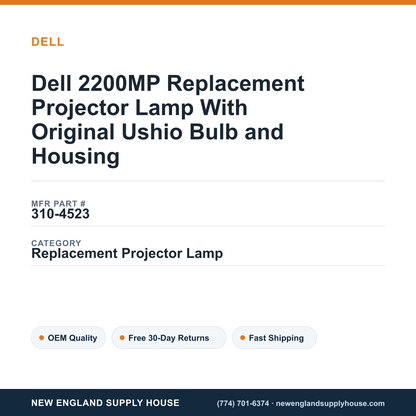 Dell 2200MP Replacement Projector Lamp With Original Ushio Bulb and Housing — New England Supply House spec card [NESH-SPEC-CARD-V2]