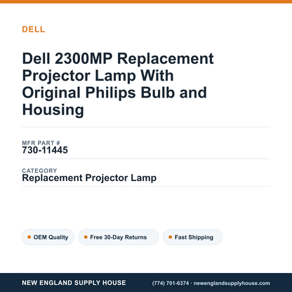 Dell 2300MP Replacement Projector Lamp With Original Philips Bulb and Housing — New England Supply House spec card [NESH-SPEC-CARD-V2]