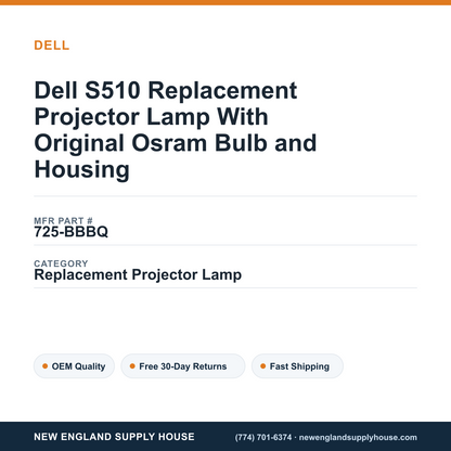 Dell S510 Replacement Projector Lamp With Original Osram Bulb and Housing — New England Supply House spec card [NESH-SPEC-CARD-V2]