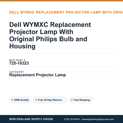 Dell WYMXC Replacement Projector Lamp With Original Philips Bulb and Housing — New England Supply House spec card [NESH-SPEC-CARD-V2]