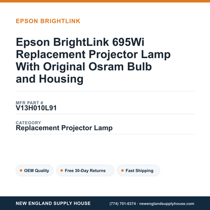 Epson BrightLink 695Wi Replacement Projector Lamp With Original Osram Bulb and Housing — New England Supply House spec card [NESH-SPEC-CARD-V2]