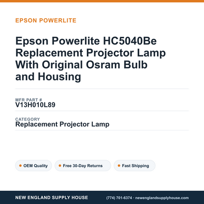 Epson Powerlite HC5040Be Replacement Projector Lamp With Original Osram Bulb and Housing — New England Supply House spec card [NESH-SPEC-CARD-V2]
