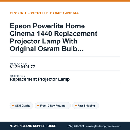 Epson Powerlite Home Cinema 1440 Replacement Projector Lamp With Original Osram Bulb and Housing — New England Supply House spec card [NESH-SPEC-CARD-V2]