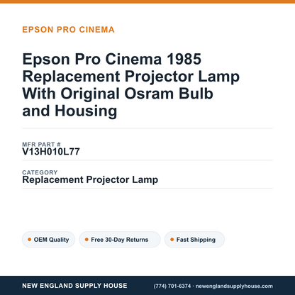 Epson Pro Cinema 1985 Replacement Projector Lamp With Original Osram Bulb and Housing — New England Supply House spec card [NESH-SPEC-CARD-V2]