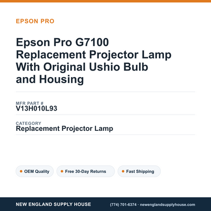 Epson Pro G7100 Replacement Projector Lamp With Original Ushio Bulb and Housing — New England Supply House spec card [NESH-SPEC-CARD-V2]