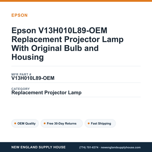 Epson V13H010L89-OEM Replacement Projector Lamp With Original Bulb and Housing — New England Supply House spec card [NESH-SPEC-CARD-V2]