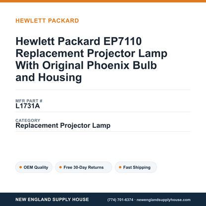 Hewlett Packard EP7110 Replacement Projector Lamp With Original Phoenix Bulb and Housing — New England Supply House spec card [NESH-SPEC-CARD-V2]