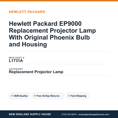 Hewlett Packard EP9000 Replacement Projector Lamp With Original Phoenix Bulb and Housing — New England Supply House spec card [NESH-SPEC-CARD-V2]