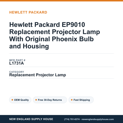 Hewlett Packard EP9010 Replacement Projector Lamp With Original Phoenix Bulb and Housing — New England Supply House spec card [NESH-SPEC-CARD-V2]