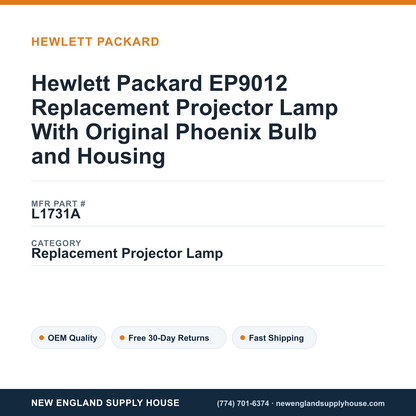 Hewlett Packard EP9012 Replacement Projector Lamp With Original Phoenix Bulb and Housing — New England Supply House spec card [NESH-SPEC-CARD-V2]