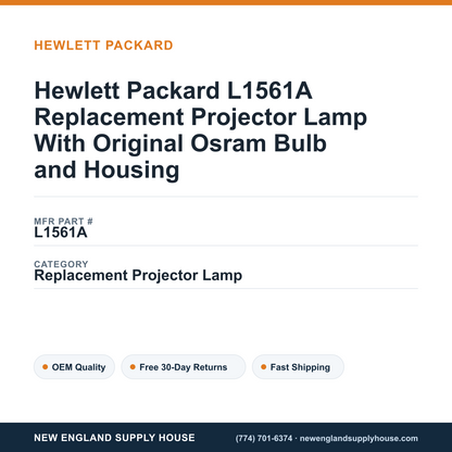Hewlett Packard L1561A Replacement Projector Lamp With Original Osram Bulb and Housing — New England Supply House spec card [NESH-SPEC-CARD-V2]