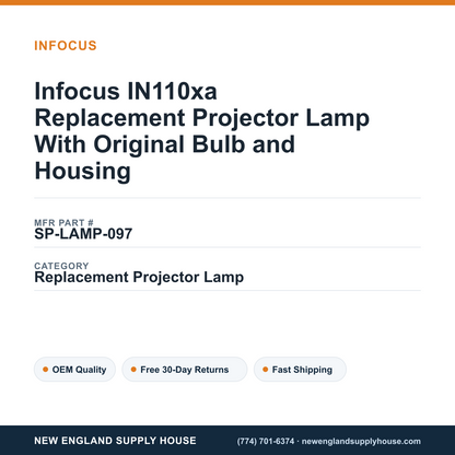 Infocus IN110xa Replacement Projector Lamp With Original Bulb and Housing — New England Supply House spec card [NESH-SPEC-CARD-V2]