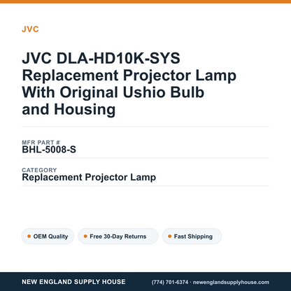 JVC DLA-HD10K-SYS Replacement Projector Lamp With Original Ushio Bulb and Housing — New England Supply House spec card [NESH-SPEC-CARD-V2]
