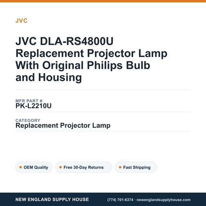 JVC DLA-RS4800U Replacement Projector Lamp With Original Philips Bulb and Housing — New England Supply House spec card [NESH-SPEC-CARD-V2]