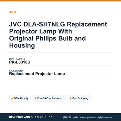 JVC DLA-SH7NLG Replacement Projector Lamp With Original Philips Bulb and Housing — New England Supply House spec card [NESH-SPEC-CARD-V2]
