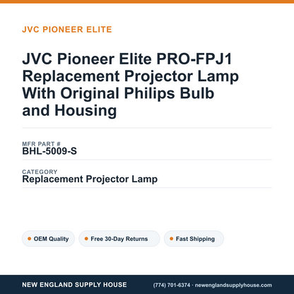 JVC Pioneer Elite PRO-FPJ1 Replacement Projector Lamp With Original Philips Bulb and Housing — New England Supply House spec card [NESH-SPEC-CARD-V2]
