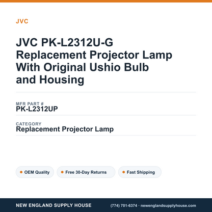 JVC PK-L2312U-G Replacement Projector Lamp With Original Ushio Bulb and Housing — New England Supply House spec card [NESH-SPEC-CARD-V2]