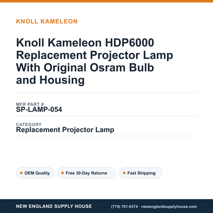 Knoll Kameleon HDP6000 Replacement Projector Lamp With Original Osram Bulb and Housing — New England Supply House spec card [NESH-SPEC-CARD-V2]