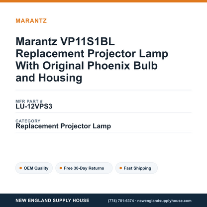 Marantz VP11S1BL Replacement Projector Lamp With Original Phoenix Bulb and Housing — New England Supply House spec card [NESH-SPEC-CARD-V2]