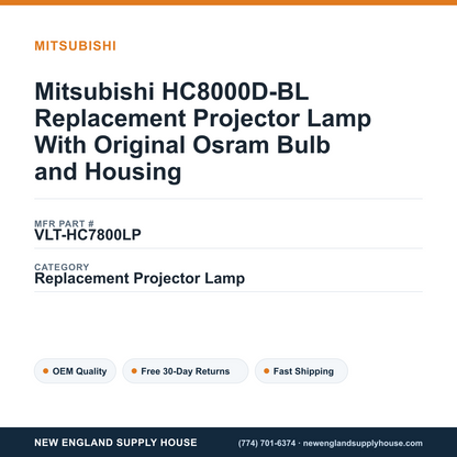 Mitsubishi HC8000D-BL Replacement Projector Lamp With Original Osram Bulb and Housing — New England Supply House spec card [NESH-SPEC-CARD-V2]