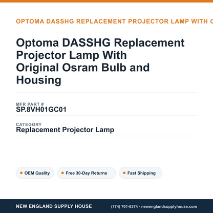 Optoma DASSHG Replacement Projector Lamp With Original Osram Bulb and Housing — New England Supply House spec card [NESH-SPEC-CARD-V2]