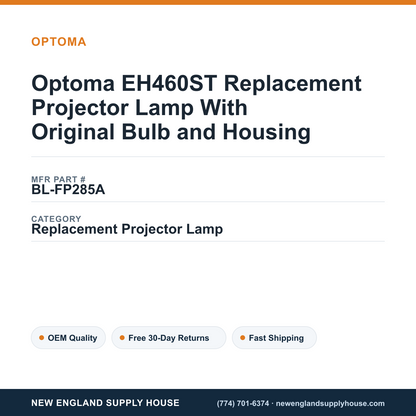 Optoma EH460ST Replacement Projector Lamp With Original Bulb and Housing — New England Supply House spec card [NESH-SPEC-CARD-V2]