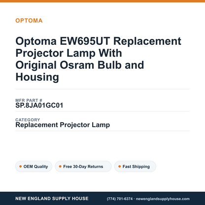 Optoma EW695UT Replacement Projector Lamp With Original Osram Bulb and Housing — New England Supply House spec card [NESH-SPEC-CARD-V2]