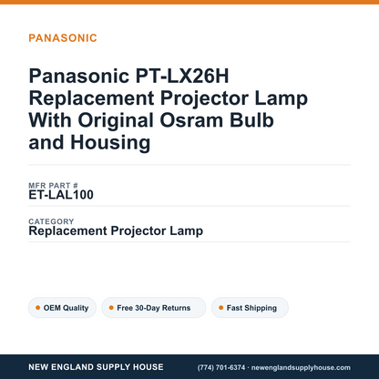 Panasonic PT-LX26H Replacement Projector Lamp With Original Osram Bulb and Housing — New England Supply House spec card [NESH-SPEC-CARD-V2]