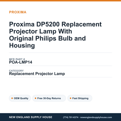 Proxima DP5200 Replacement Projector Lamp With Original Philips Bulb and Housing — New England Supply House spec card [NESH-SPEC-CARD-V2]