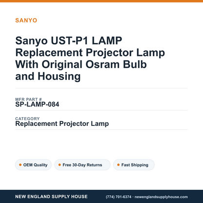 Sanyo UST-P1 LAMP Replacement Projector Lamp With Original Osram Bulb and Housing — New England Supply House spec card [NESH-SPEC-CARD-V2]