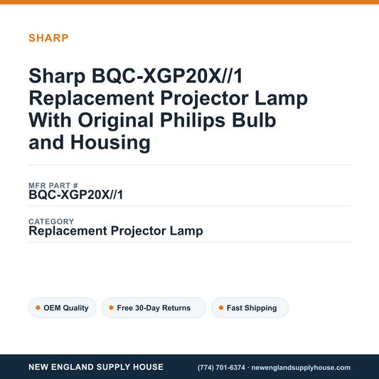 Sharp BQC-XGP20X//1 Replacement Projector Lamp With Original Philips Bulb and Housing — New England Supply House spec card [NESH-SPEC-CARD-V2]