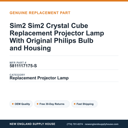 Sim2 Sim2 Crystal Cube Replacement Projector Lamp With Original Philips Bulb and Housing — New England Supply House spec card [NESH-SPEC-CARD-V2]