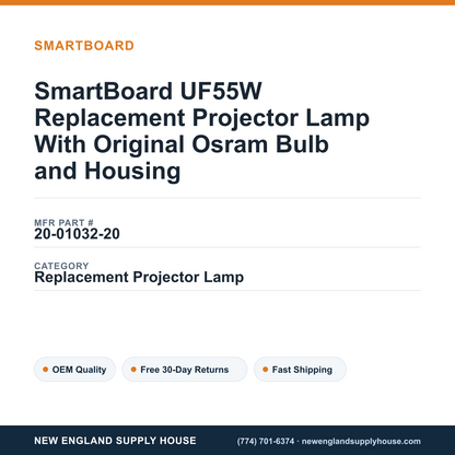 SmartBoard UF55W Replacement Projector Lamp With Original Osram Bulb and Housing — New England Supply House spec card [NESH-SPEC-CARD-V2]