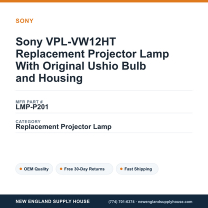 Sony VPL-VW12HT Replacement Projector Lamp With Original Ushio Bulb and Housing — New England Supply House spec card [NESH-SPEC-CARD-V2]