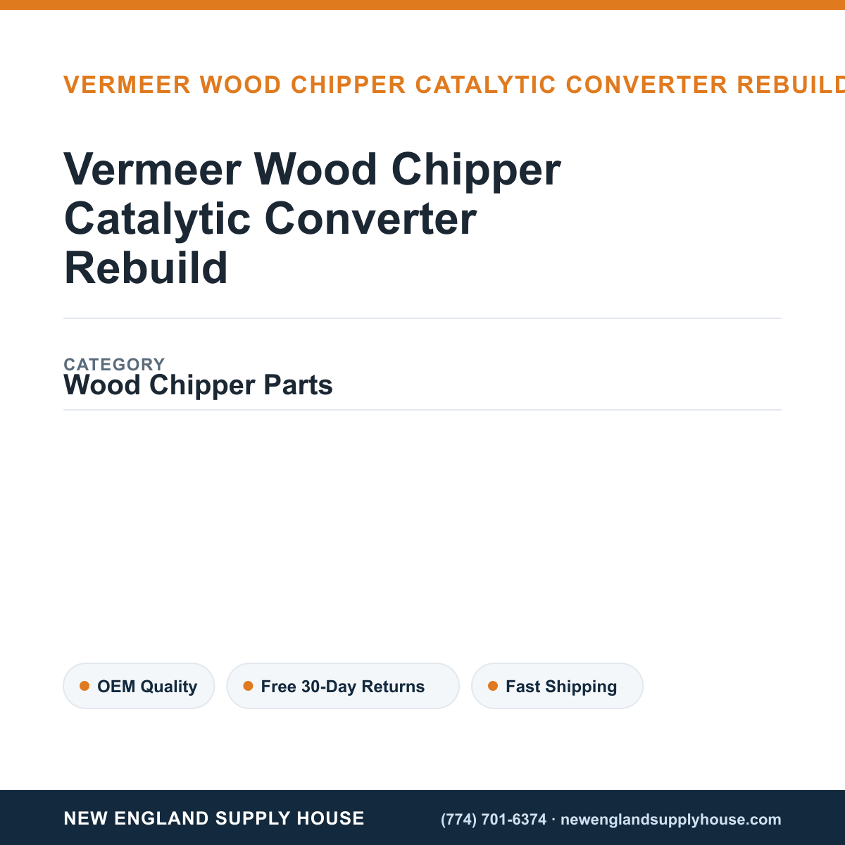 Vermeer Wood Chipper Catalytic Converter Rebuild — New England Supply House spec card [NESH-SPEC-CARD-V2]