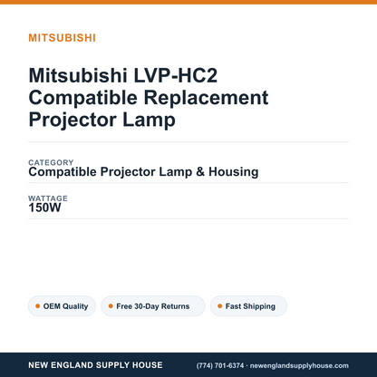 Mitsubishi LVP-HC2 Compatible Replacement Projector Lamp specifications - New England Supply House spec card [NESH-SPEC-CARD-V2]