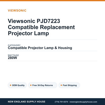 Viewsonic PJD7223 Compatible Replacement Projector Lamp specifications - New England Supply House spec card [NESH-SPEC-CARD-V2]