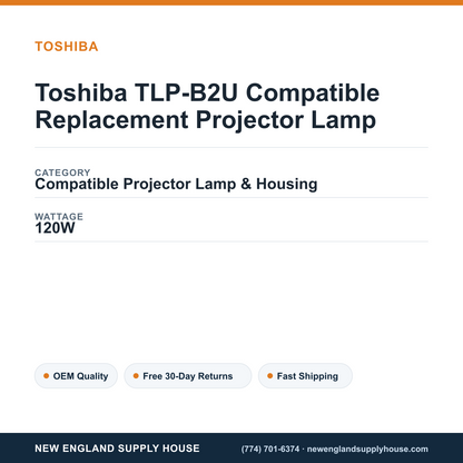 Toshiba TLP-B2U Compatible Replacement Projector Lamp specifications - New England Supply House spec card [NESH-SPEC-CARD-V2]