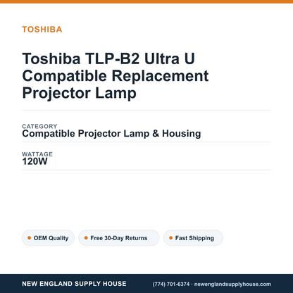 Toshiba TLP-B2 Ultra U Compatible Replacement Projector Lamp specifications - New England Supply House spec card [NESH-SPEC-CARD-V2]