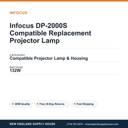 Infocus DP-2000S Compatible Replacement Projector Lamp specifications - New England Supply House spec card [NESH-SPEC-CARD-V2]