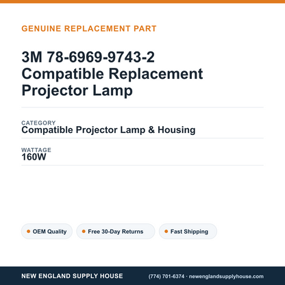 3M 78-6969-9743-2 Compatible Replacement Projector Lamp specifications - New England Supply House spec card [NESH-SPEC-CARD-V2]