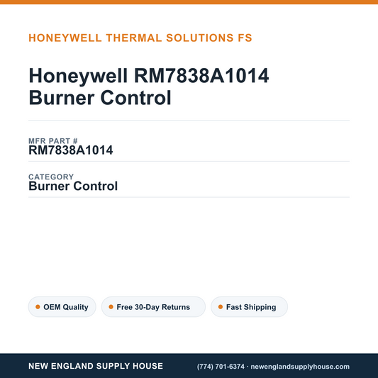 Honeywell RM7838A1014 Burner Control — New England Supply House spec card [NESH-SPEC-CARD-V2]