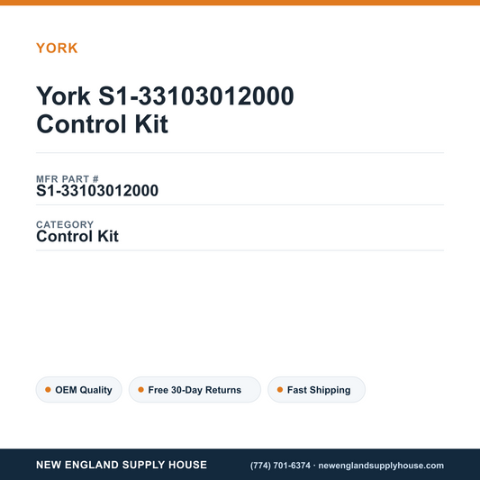 York S1-33103012000 Control Kit — New England Supply House spec card [NESH-SPEC-CARD-V2]