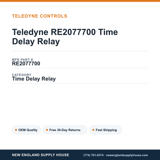 Teledyne RE2077700 Time Delay Relay — New England Supply House spec card [NESH-SPEC-CARD-V2]