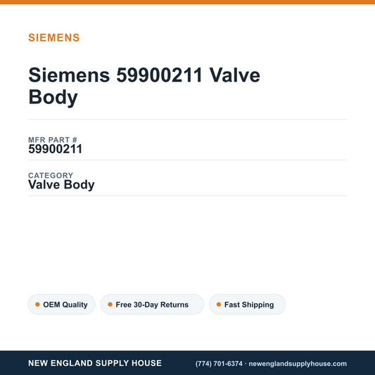 Siemens 59900211 Valve Body — New England Supply House spec card [NESH-SPEC-CARD-V2]