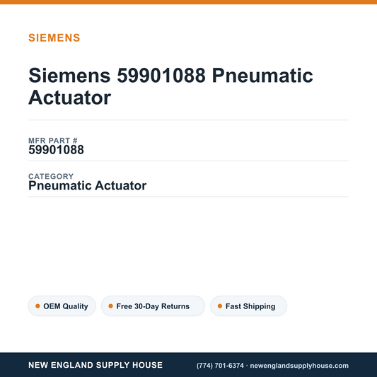 Siemens 59901088 Pneumatic Actuator — New England Supply House spec card [NESH-SPEC-CARD-V2]